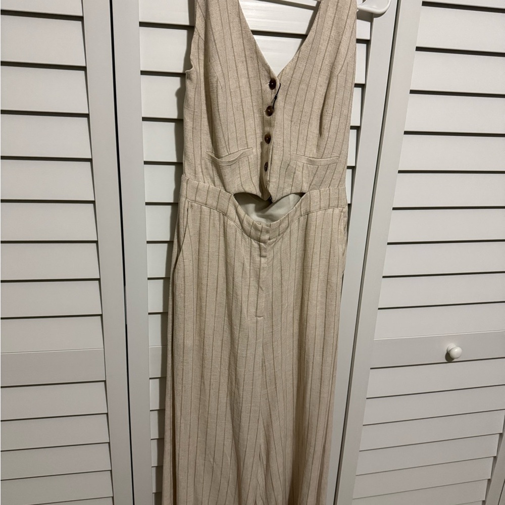Zara Striped Linen Jumpsuit